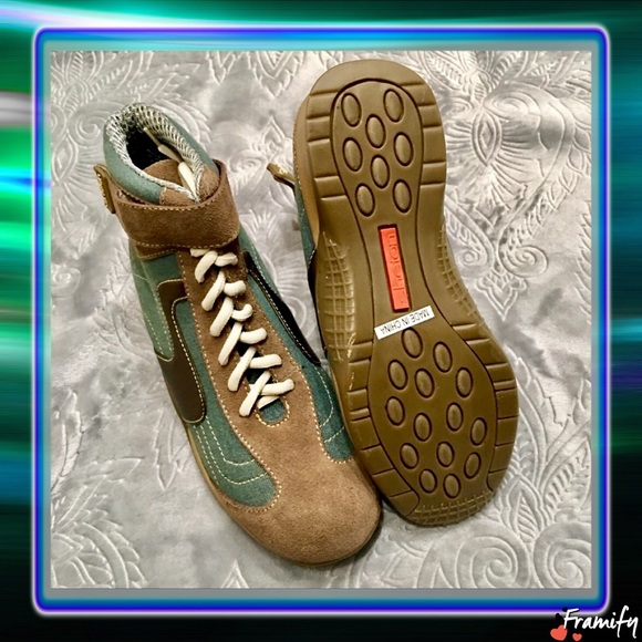 Green & Brown Jean High Top Sneakers - Picture 5 of 6